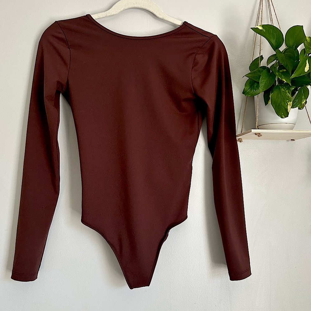 🩷ABERCROMBIE AND FITCH CHOCOLATE BROWN LONG SLEEVE BODYSUIT SUZE XS EXTRA SMALL